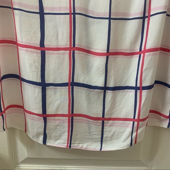 Atmosphere Lightweight Blouse Top Popover Grid Print White Purple Women’s 6 - Picture 9 of 12